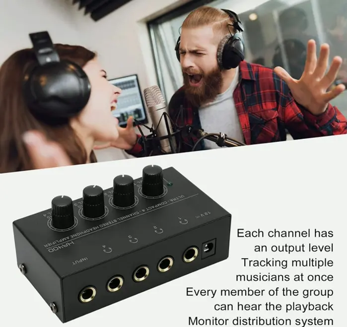 4-Channel Stereo Headphone Amplifier, Ultra-Low Noise, Mini