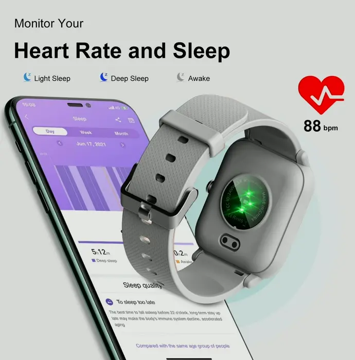 Blackview Smartwatch for iOS Devices, 5ATM Water-Resistant Tracker