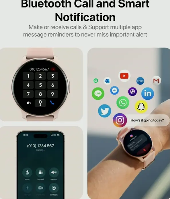 Intelligent Watch for Women Gentlemen, Receive/Place Phone Calls, Quick Response, Artificial Intelligence Voice, Digital Watch for Samsung Devices Apple, Compatible Waterproof Fitness Tracker