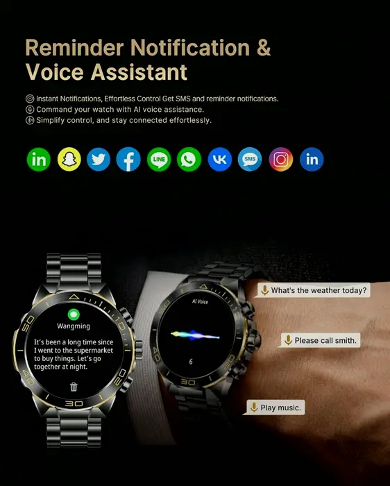 Luxury Watch for Men - Answer or Make Call, HD Display, Heart Rate