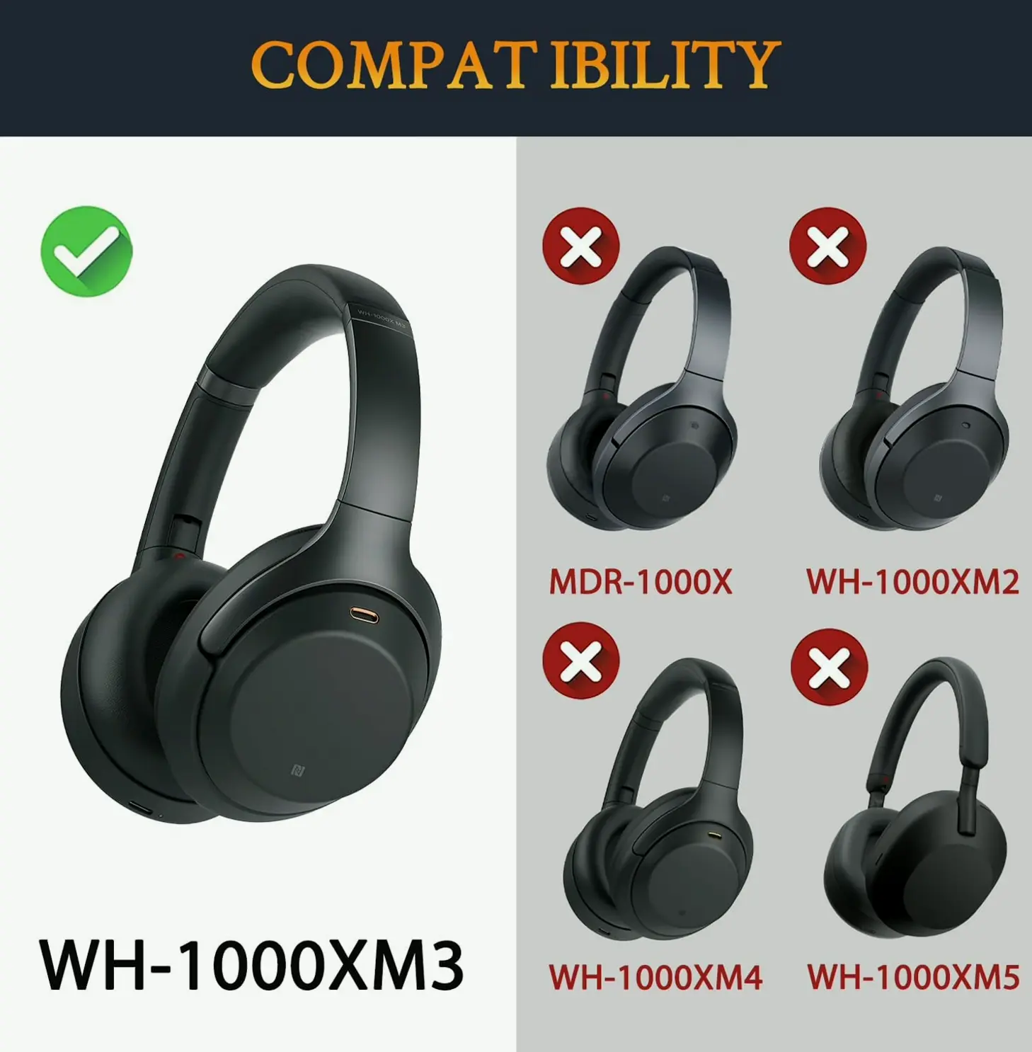 Professional Earpads for Sony WH-1000XM3 Over-Ear Headsets