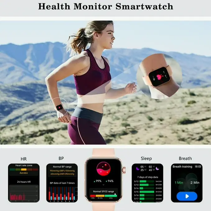FITVII Smart Watch: Calls, Activity Monitor, Heart Rate, Blood & O2 Levels