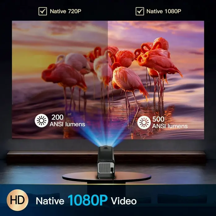 Rotating Smart Projector with WiFi and Bluetooth, Full HD HD