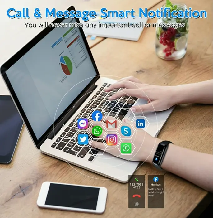 Fitness Tracker Wearable HR & Sleep Monitor for Men & Females