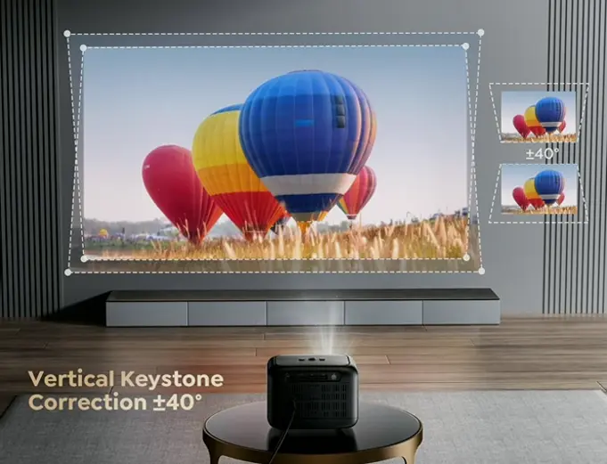 Small Projector featuring WiFi and Bluetooth, Electric Keystone, 15000 Lumens