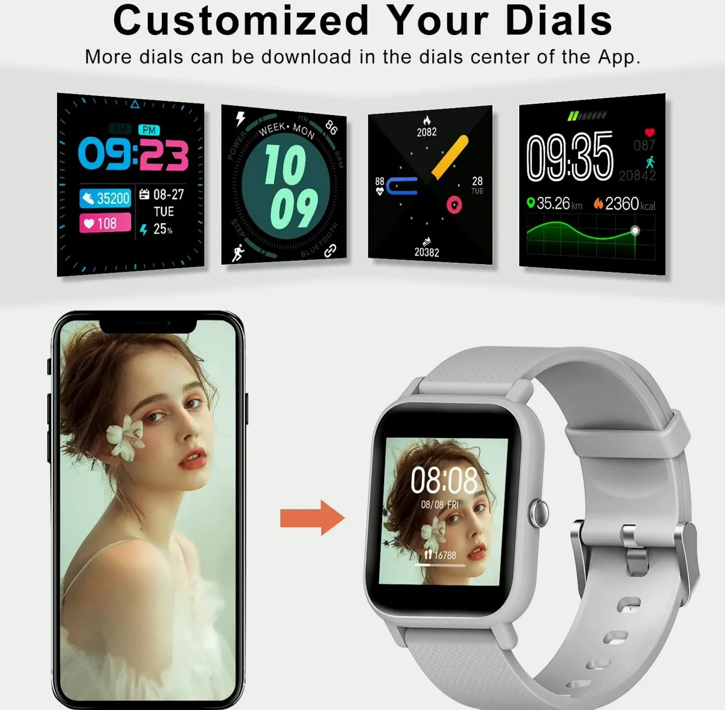Blackview Smartwatch for iOS Devices, 5ATM Water-Resistant Tracker