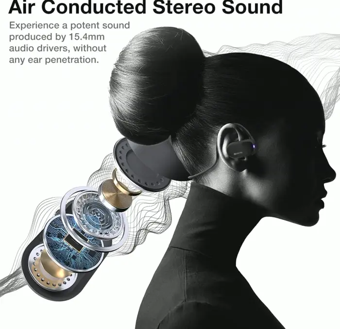 Clarity Air Open-Ear Headphones - Wireless BT Headphones w/ 2 Mics