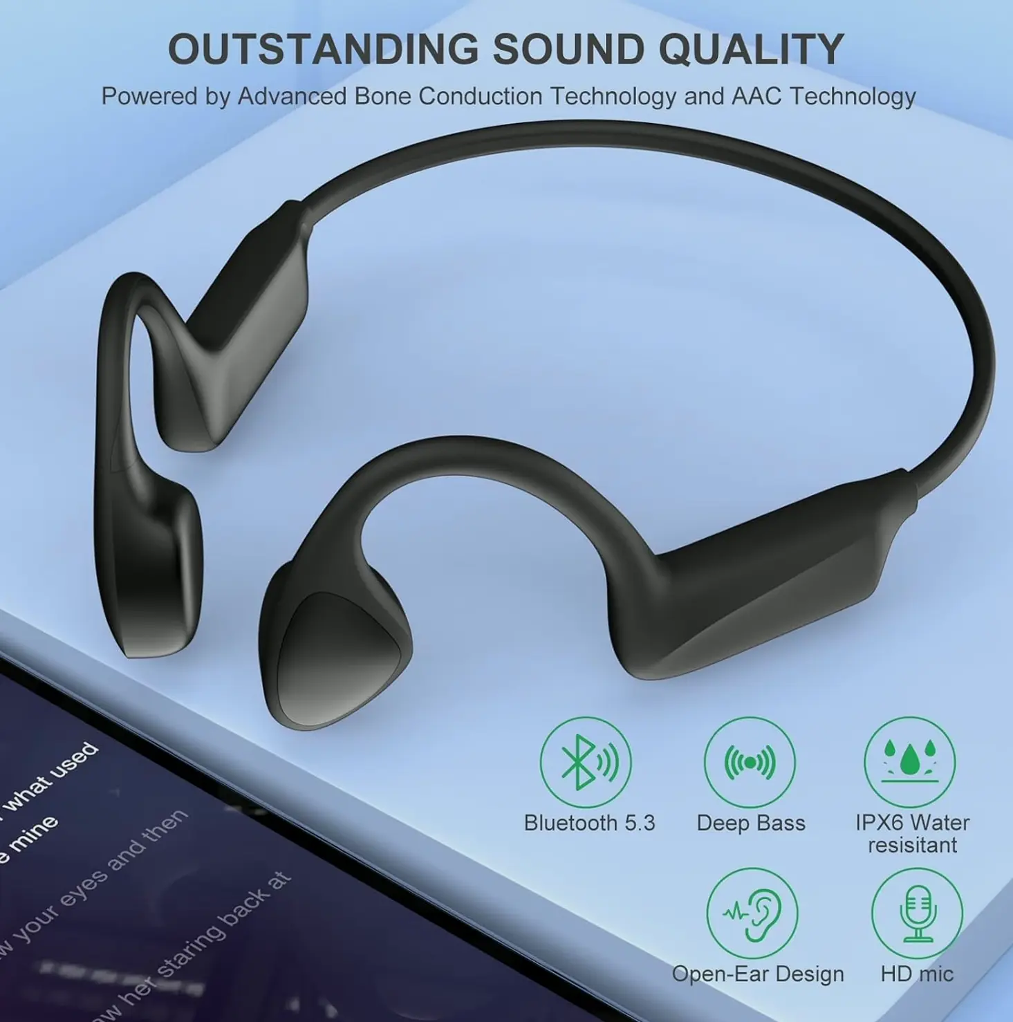 Skeleton Conducting Headsets - Bluetooth 5.3 Open Ear, 12hrs Playback, High-Definition Mic, Exercise Earpiece, Sweatproof