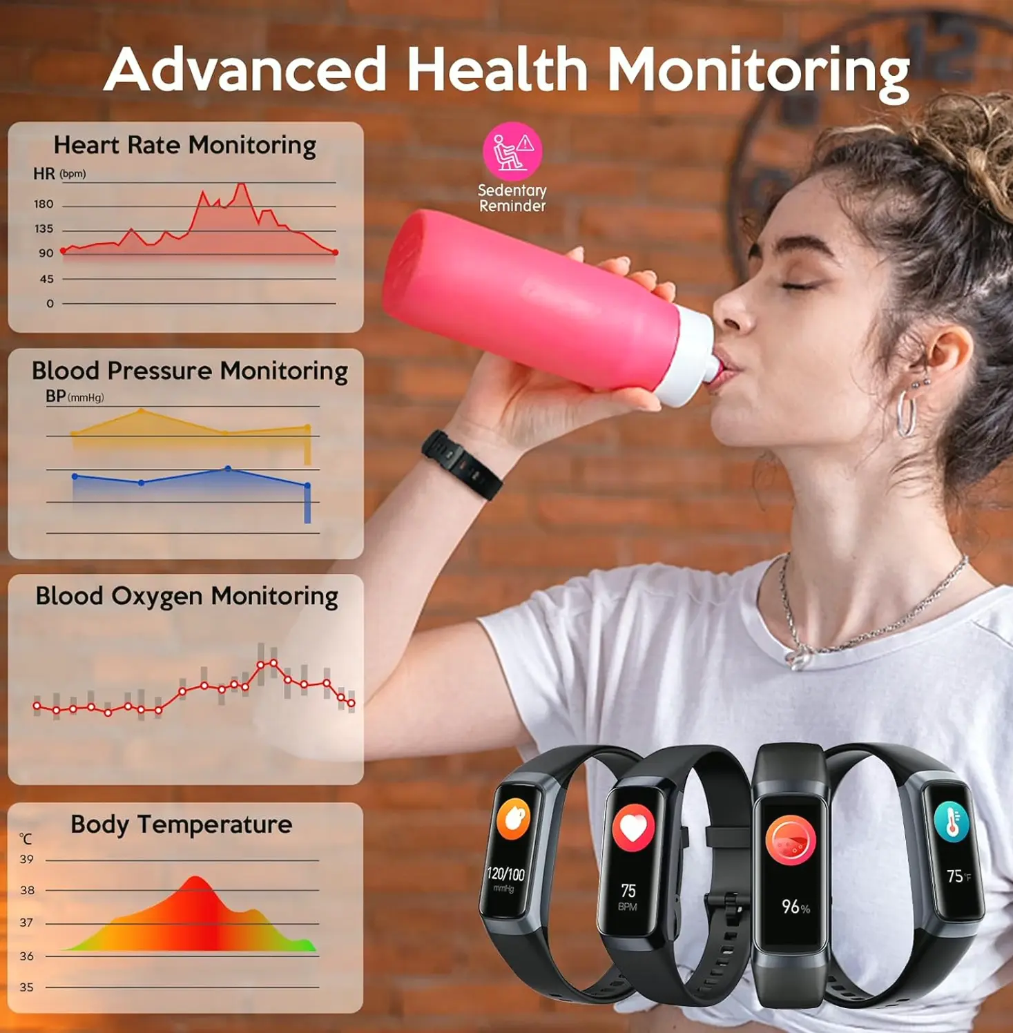 Fitness Tracker Wearable HR & Sleep Monitor for Men & Females