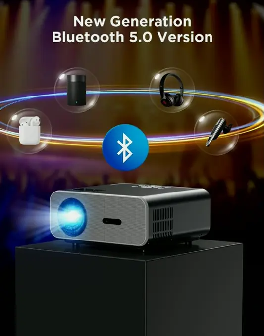 HD Beamer with Ultra HD Support, Wireless & Bluetooth, Includes Tripod