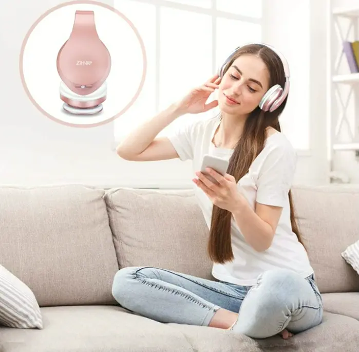 Bluetooth Headset Over-Ear, Collapsible Stereo Pink