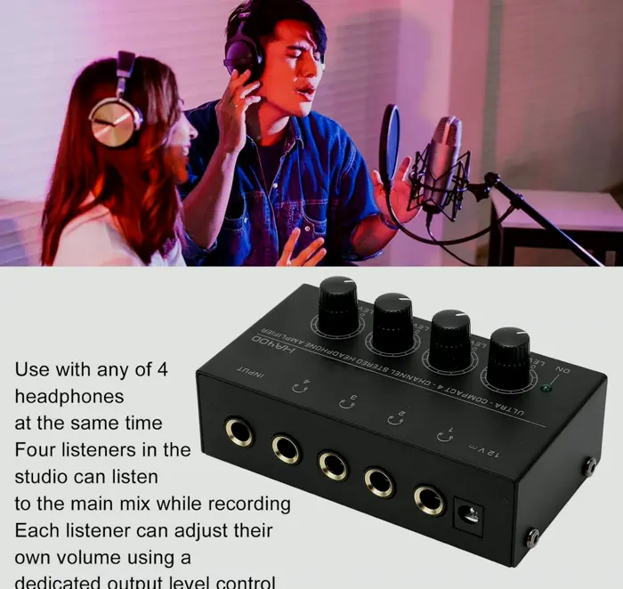 4-Channel Stereo Headphone Amplifier, Ultra-Low Noise, Mini