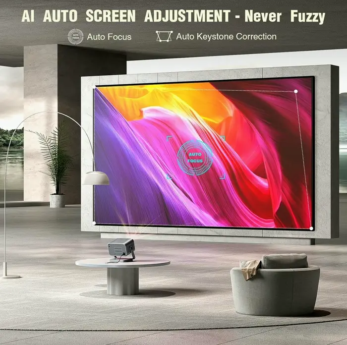 4K Projector with WiFi & Bluetooth, Auto Keystone & 3D Sound