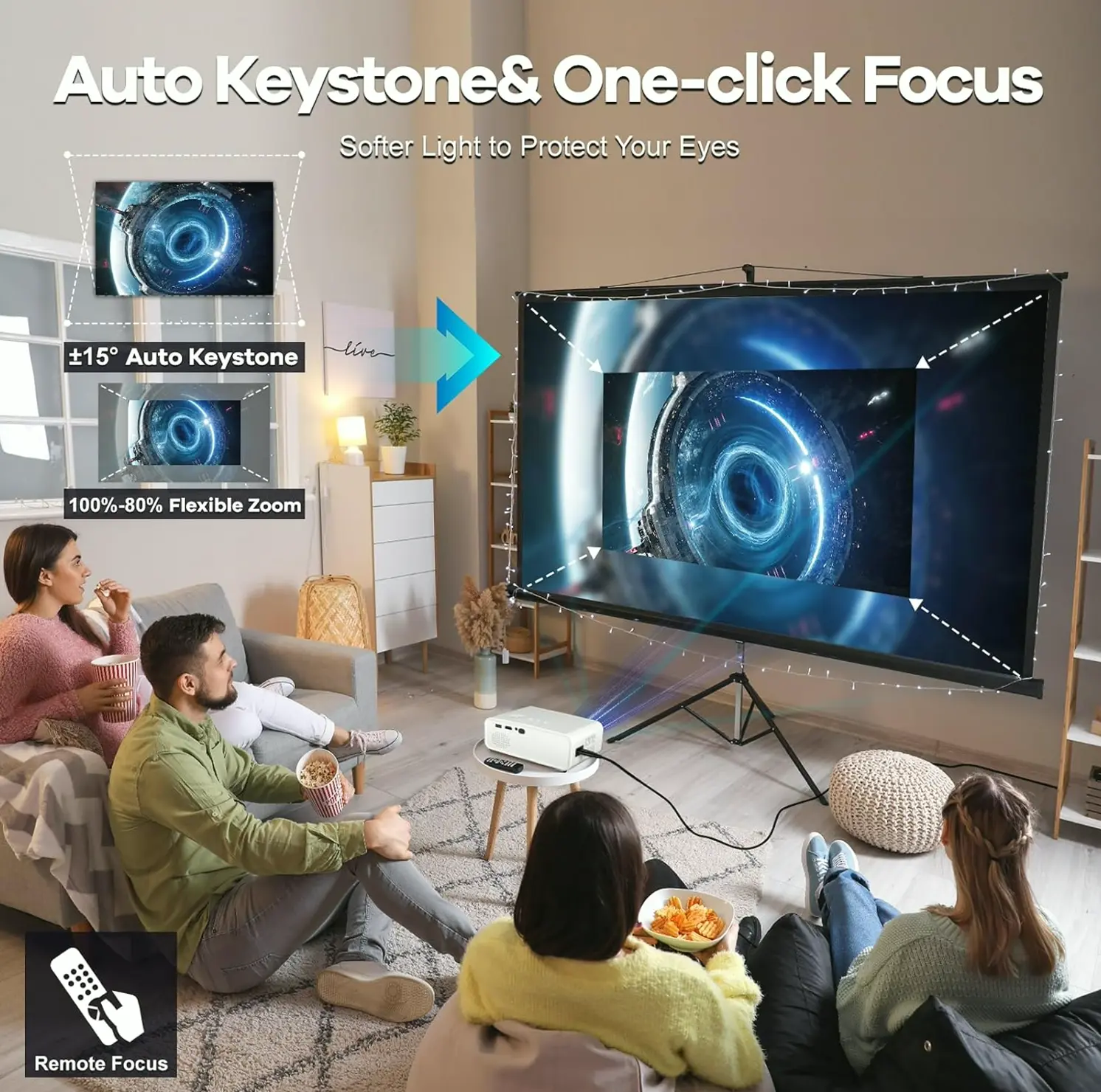 Wireless & Bluetooth Mini Projector, Original 1080P 4K Supported