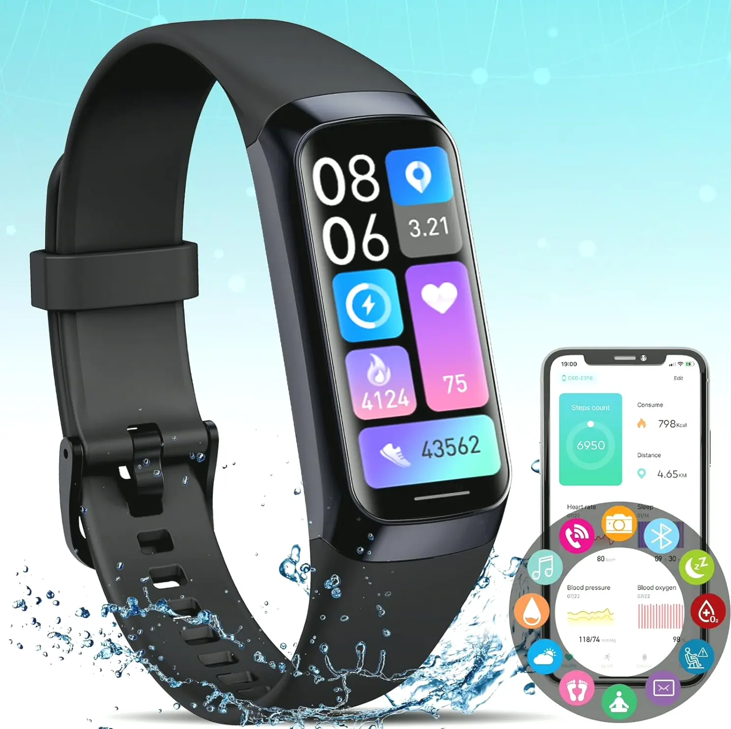Fitness Tracker Wearable HR & Sleep Monitor for Men & Females