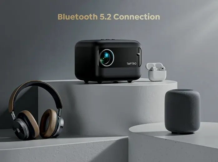 Small Projector featuring WiFi and Bluetooth, Electric Keystone, 15000 Lumens