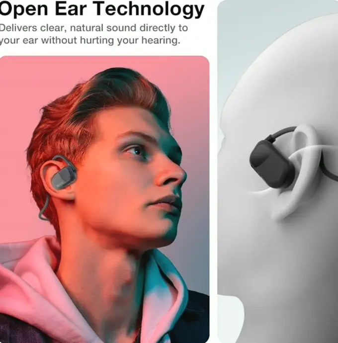 Clarity Air Open-Ear Headphones - Wireless BT Headphones w/ 2 Mics