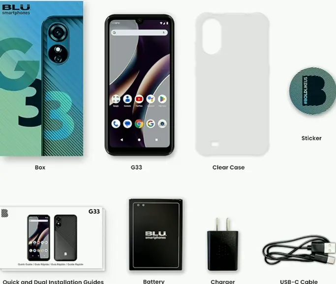 BLU G33 | Unlocked | 6.26" Display | 16/2GB | United States Version | Warranty | Long-lasting Power