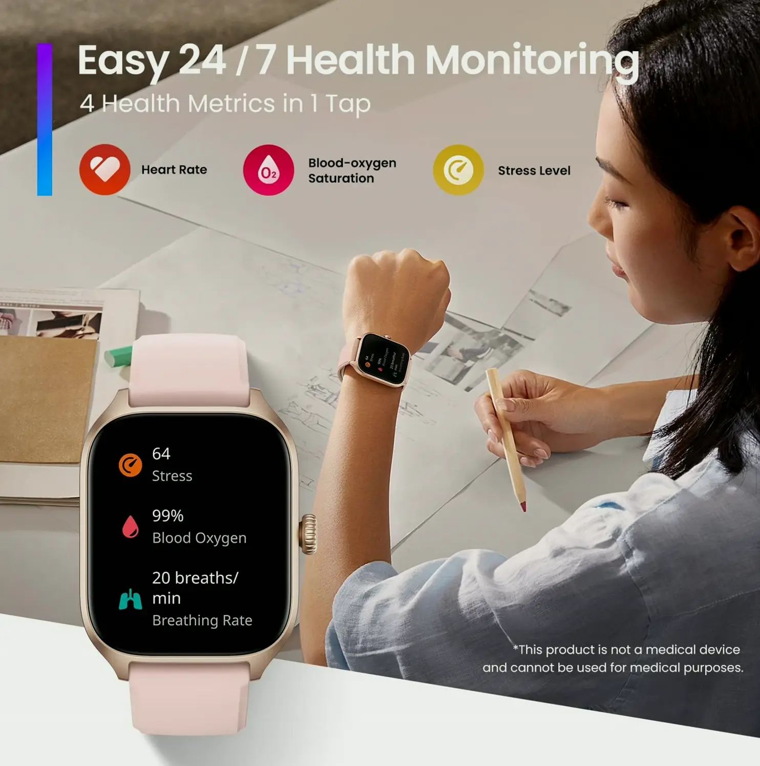 Smart GTS4 Watch featuring Heart Rate & Activity Tracking