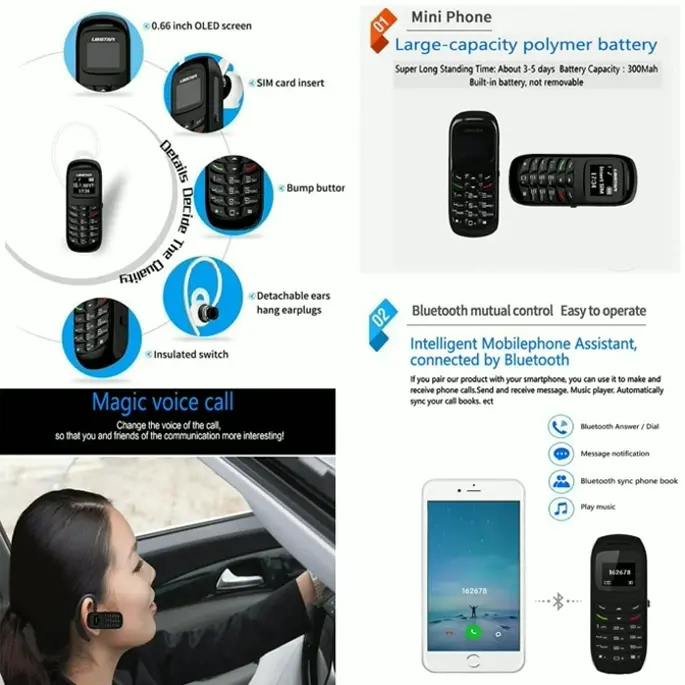 Tiny Cell Phone L8Star Black