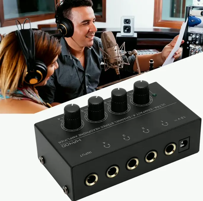 4-Channel Stereo Headphone Amplifier, Ultra-Low Noise, Mini