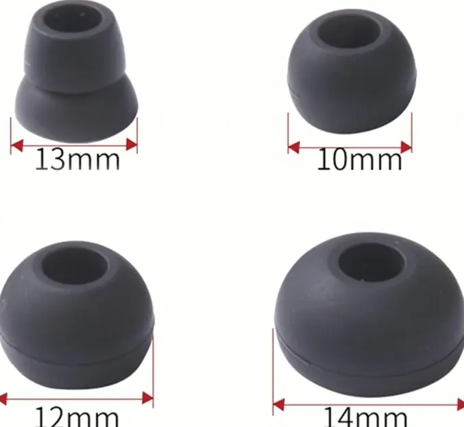 Replacement Rubber Eartips Compatible with Powerbeats 2 & 3, Set of 4 (Black)