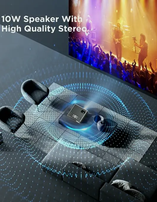 HD Beamer with Ultra HD Support, Wireless & Bluetooth, Includes Tripod